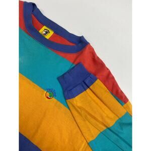 VTG 90s Duck Head USA rainbow colorblock stripe ringer long sleeve t-shirt L